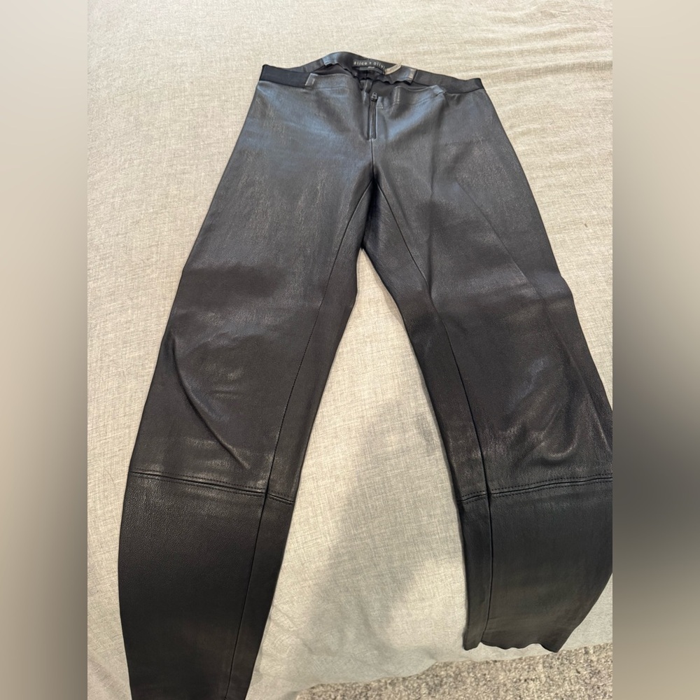 Alice & Olivia Black Leather Pants